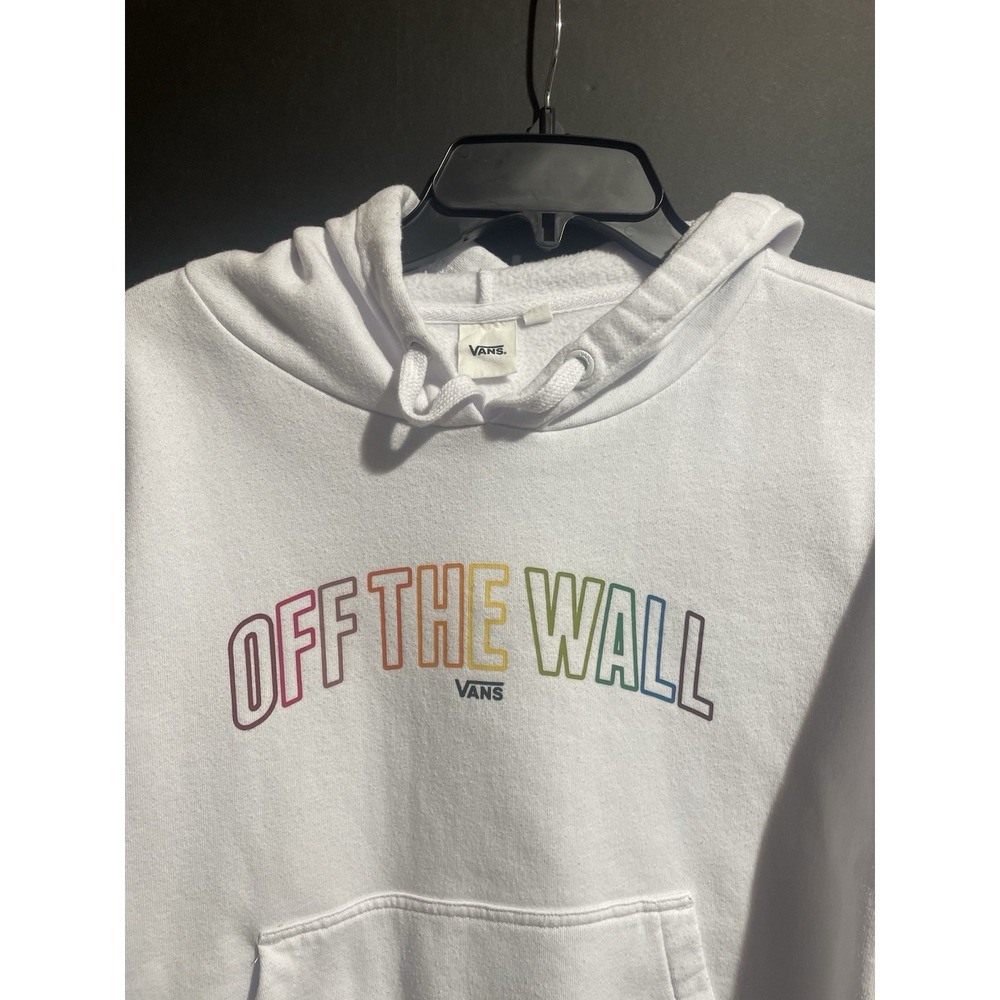 Vans Off The Wall Classic Hoodie Pullover Women White Cropped Large